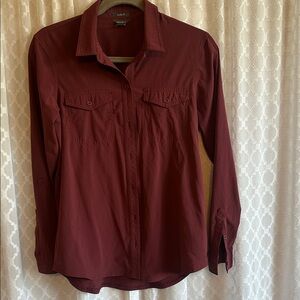 #831 Eddie Bauer Women's Burgundy Button Down Shirt